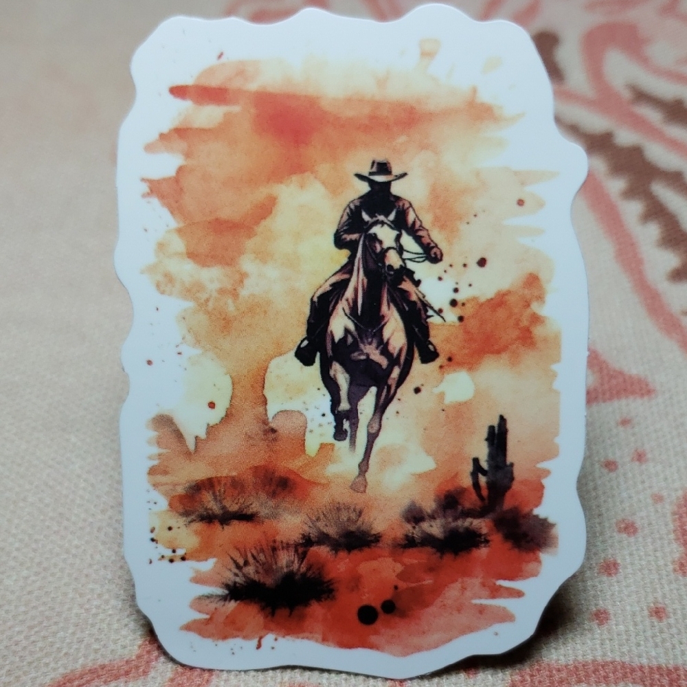 Cowboy Horseback Riding Sticker Wild West Sticker Cowboy Sticker Horse (G)